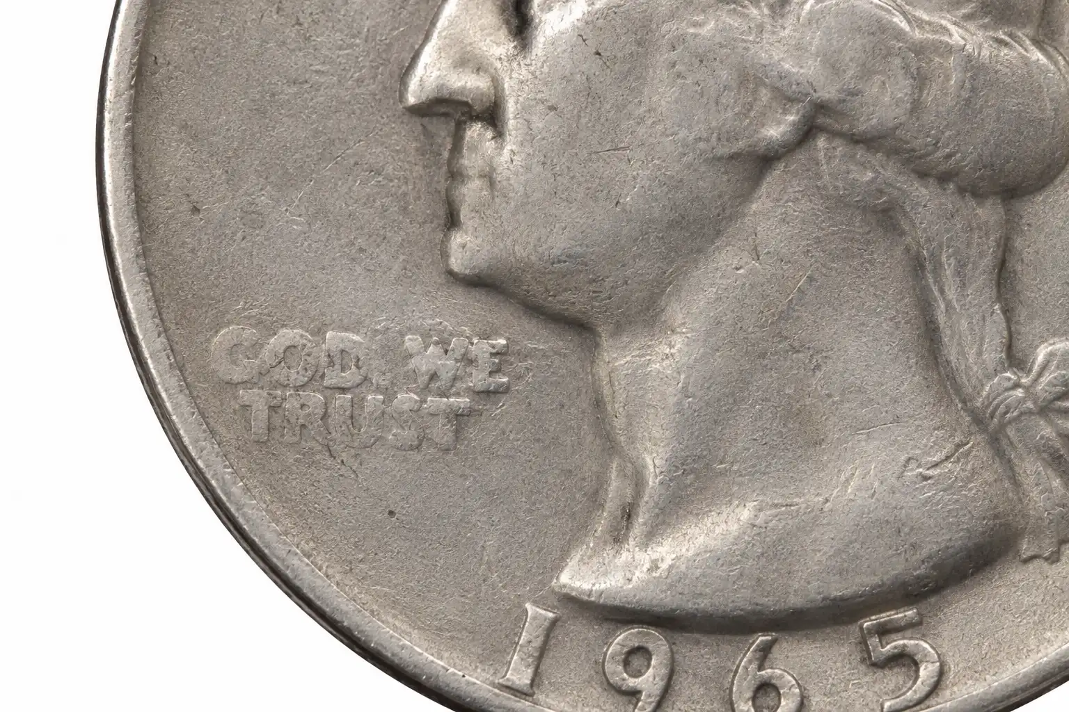 Washington quarter 1965 IN COD WE TRUST coin